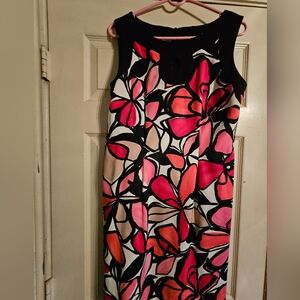 Floral Sleeveless Dress - Black, Pink, Red